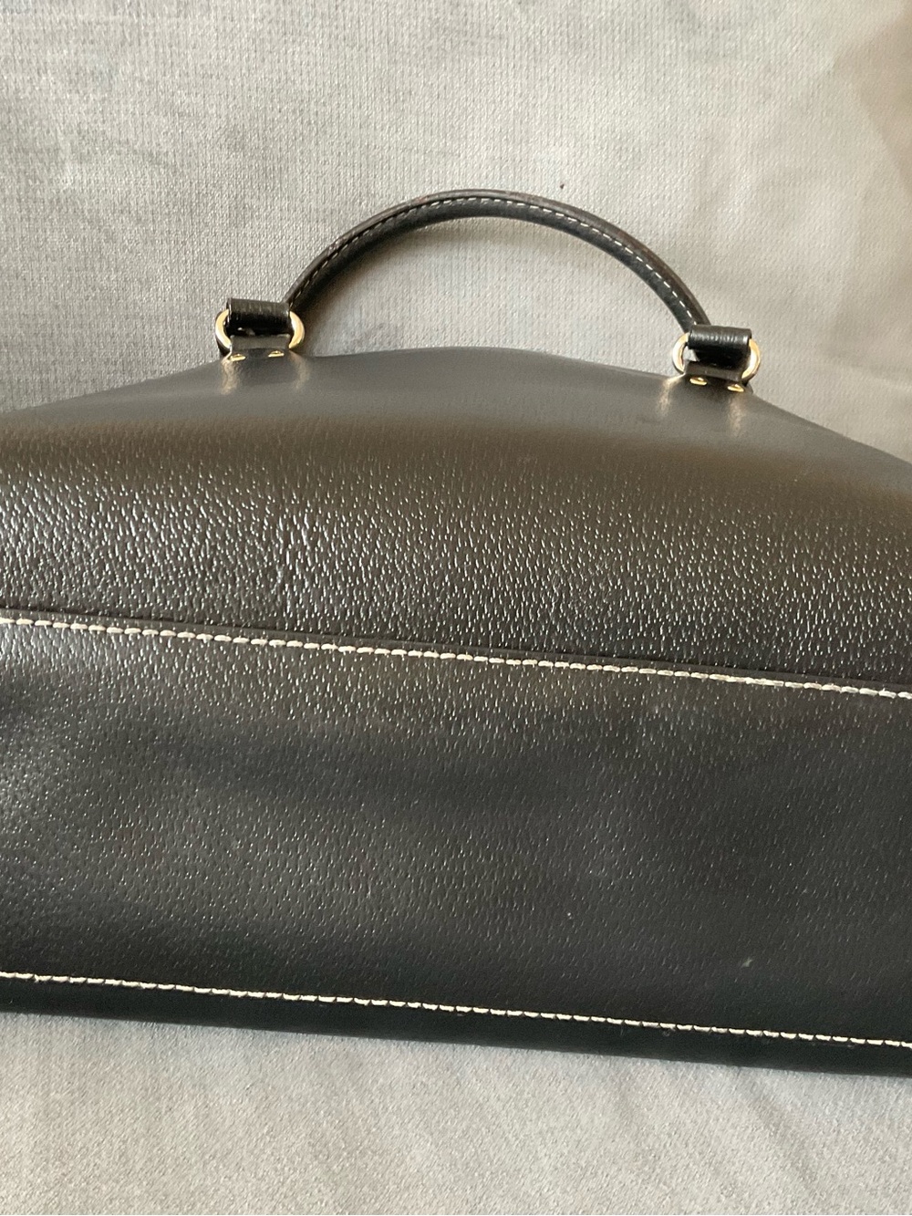 kate spade Black Leather Satchel with Pink Polka Dot Lining - Picture 3 of 7